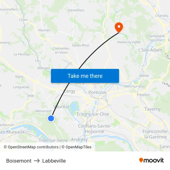 Boisemont to Labbeville map