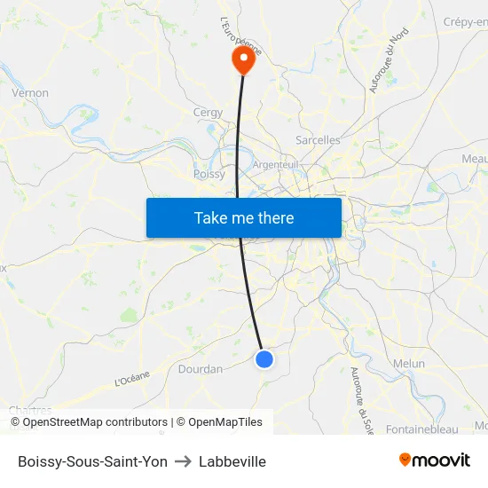 Boissy-Sous-Saint-Yon to Labbeville map
