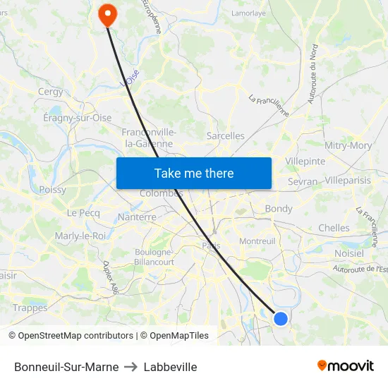 Bonneuil-Sur-Marne to Labbeville map