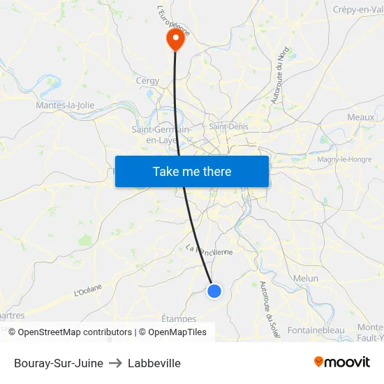 Bouray-Sur-Juine to Labbeville map