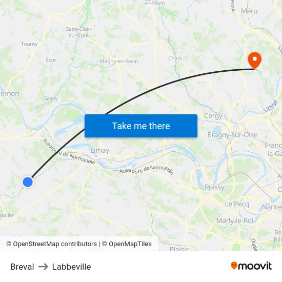 Breval to Labbeville map