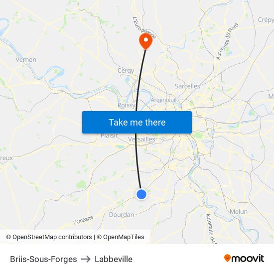 Briis-Sous-Forges to Labbeville map