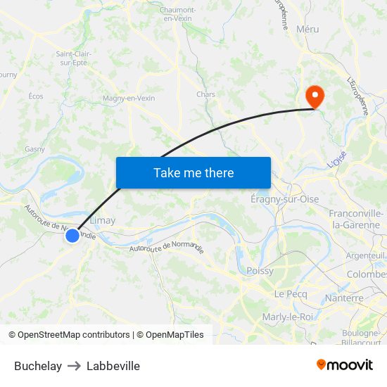 Buchelay to Labbeville map