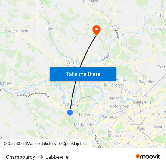 Chambourcy to Labbeville map