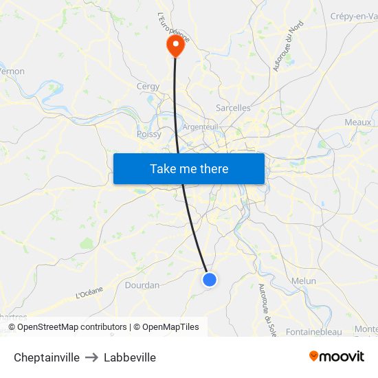 Cheptainville to Labbeville map