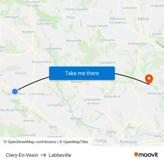 Clery-En-Vexin to Labbeville map