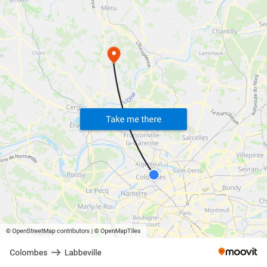 Colombes to Labbeville map
