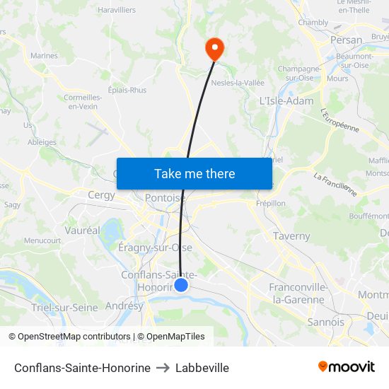 Conflans-Sainte-Honorine to Labbeville map