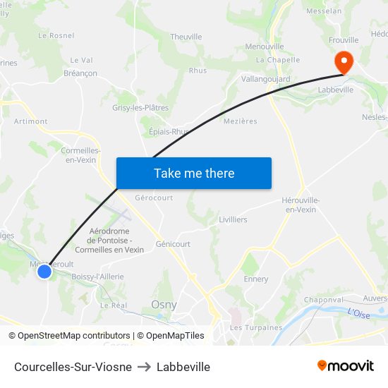 Courcelles-Sur-Viosne to Labbeville map