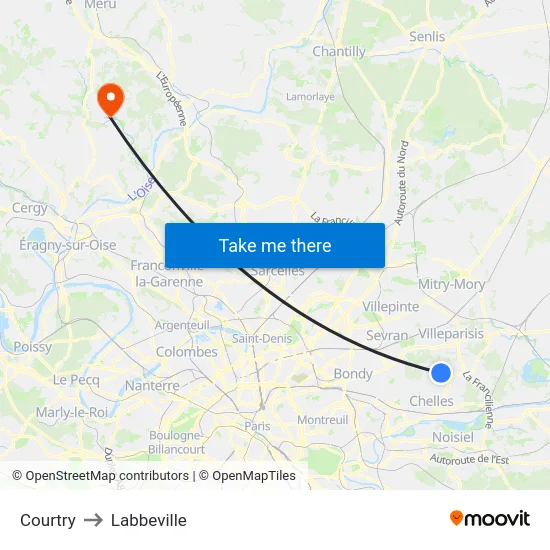 Courtry to Labbeville map