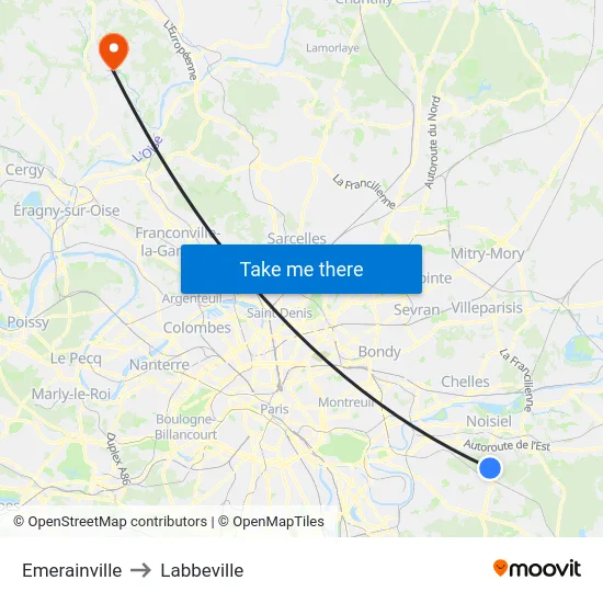 Emerainville to Labbeville map