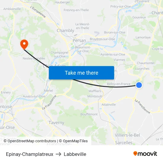 Epinay-Champlatreux to Labbeville map