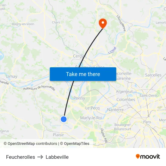 Feucherolles to Labbeville map