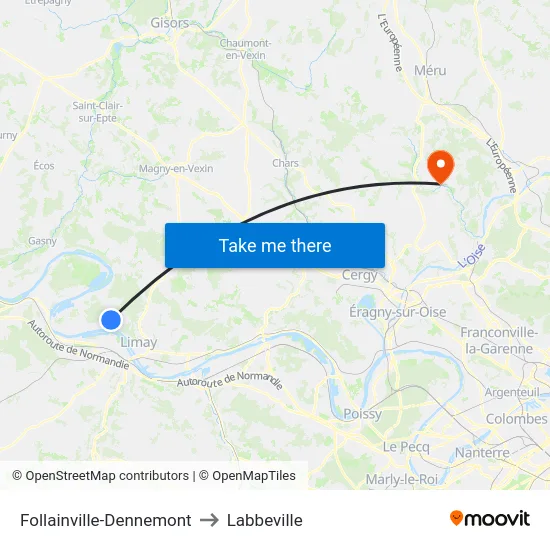 Follainville-Dennemont to Labbeville map