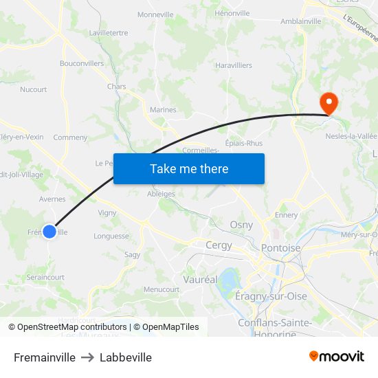 Fremainville to Labbeville map