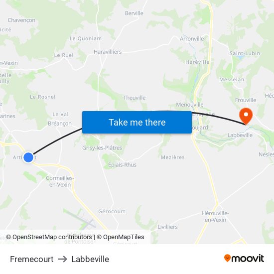 Fremecourt to Labbeville map