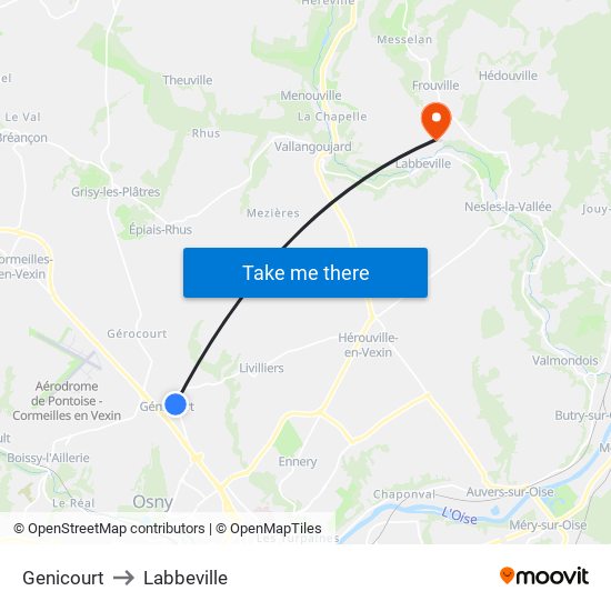 Genicourt to Labbeville map