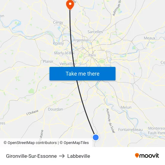 Gironville-Sur-Essonne to Labbeville map