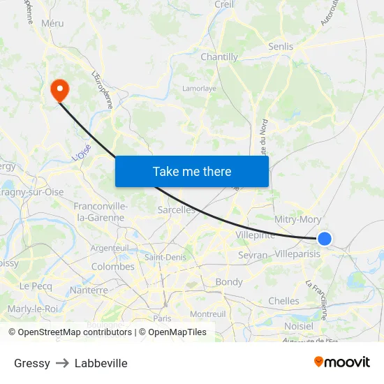Gressy to Labbeville map
