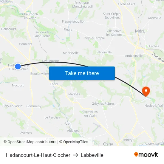 Hadancourt-Le-Haut-Clocher to Labbeville map