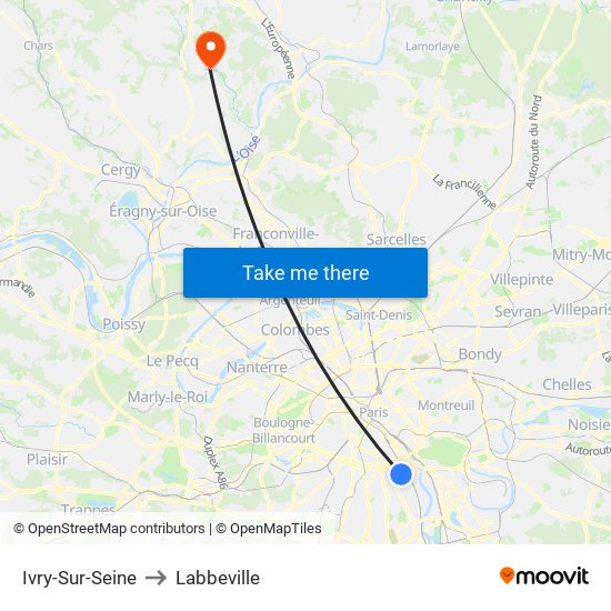 Ivry-Sur-Seine to Labbeville map