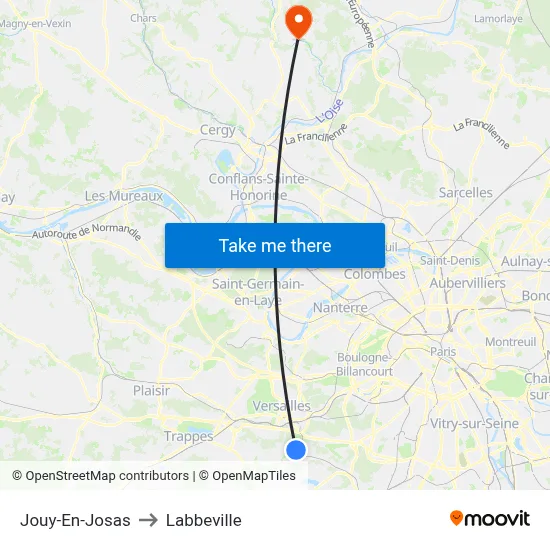 Jouy-En-Josas to Labbeville map