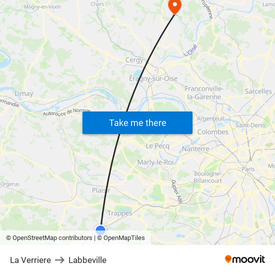 La Verriere to Labbeville map