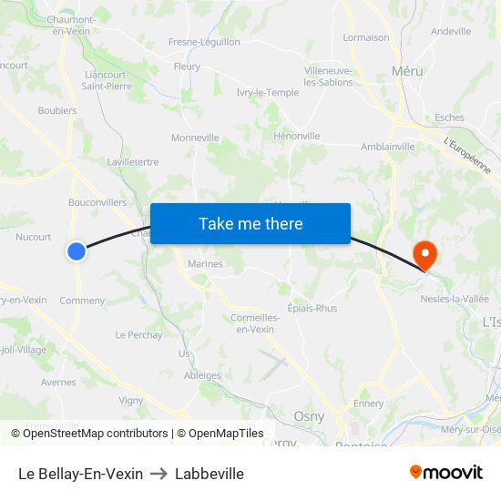 Le Bellay-En-Vexin to Labbeville map