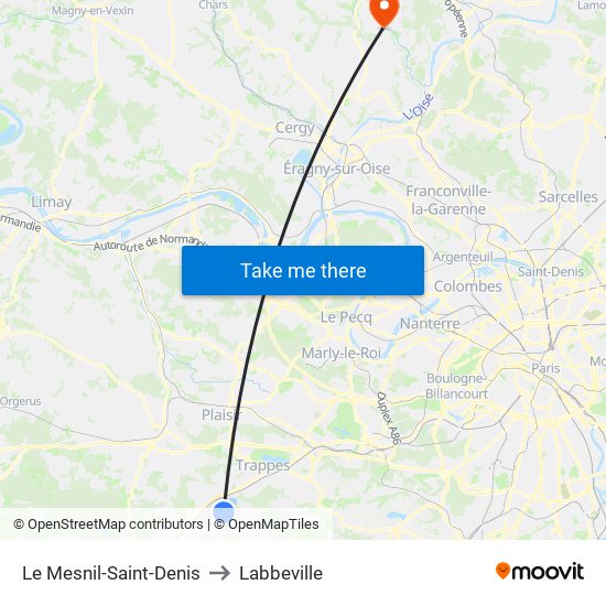Le Mesnil-Saint-Denis to Labbeville map