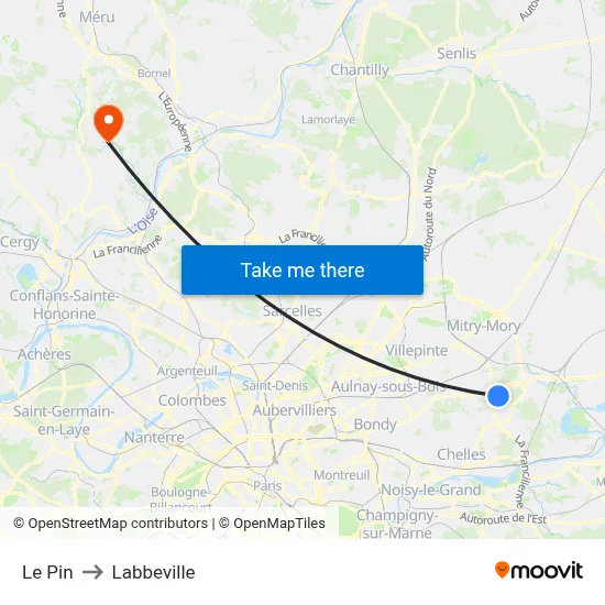Le Pin to Labbeville map