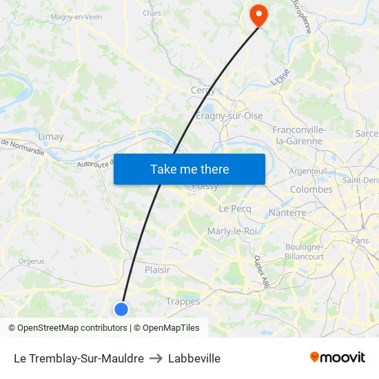 Le Tremblay-Sur-Mauldre to Labbeville map