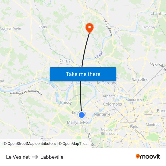 Le Vesinet to Labbeville map