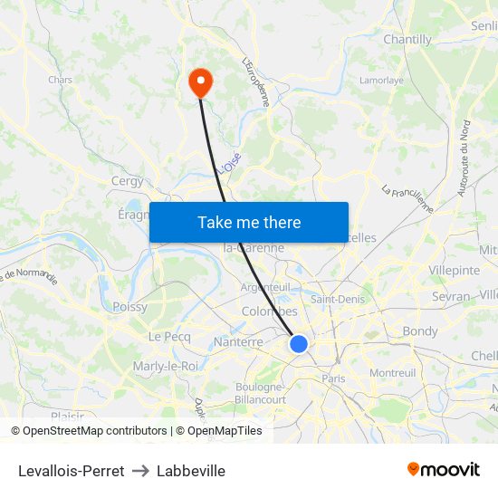 Levallois-Perret to Labbeville map