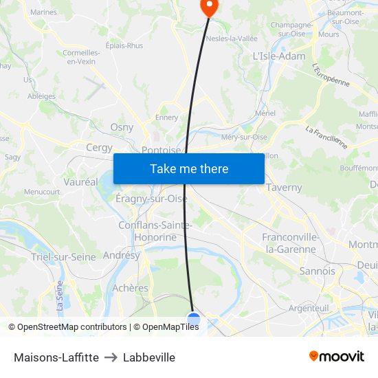 Maisons-Laffitte to Labbeville map