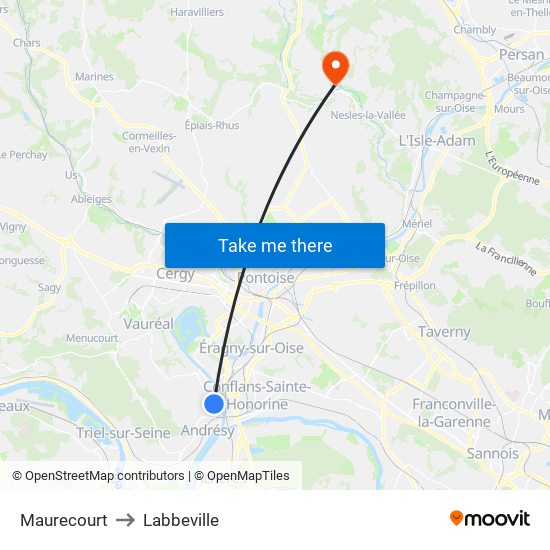 Maurecourt to Labbeville map