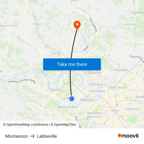 Montesson to Labbeville map