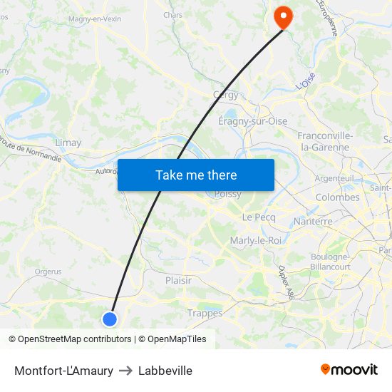 Montfort-L'Amaury to Labbeville map
