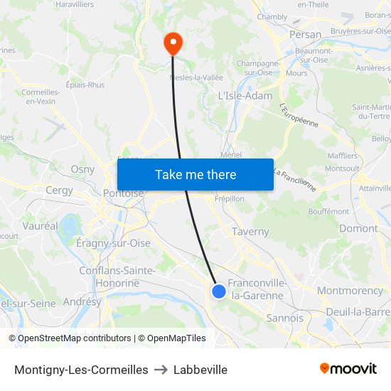 Montigny-Les-Cormeilles to Labbeville map