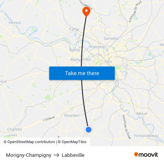 Morigny-Champigny to Labbeville map