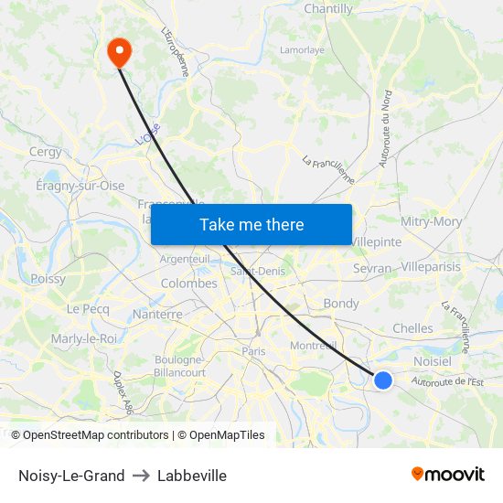 Noisy-Le-Grand to Labbeville map