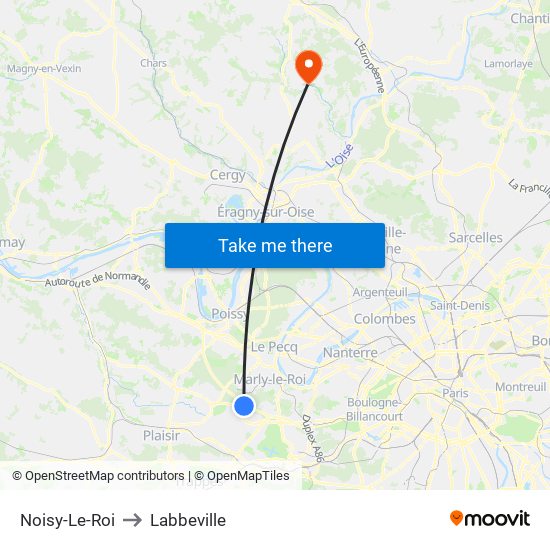 Noisy-Le-Roi to Labbeville map