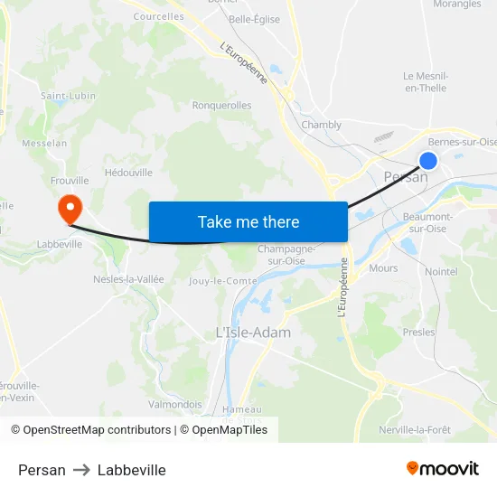 Persan to Labbeville map