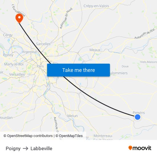 Poigny to Labbeville map