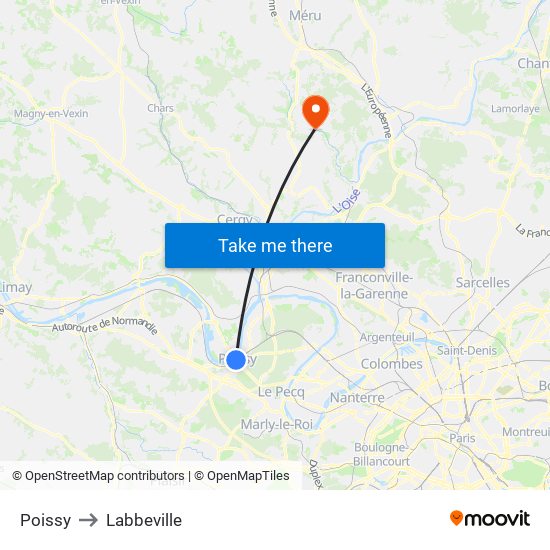 Poissy to Labbeville map