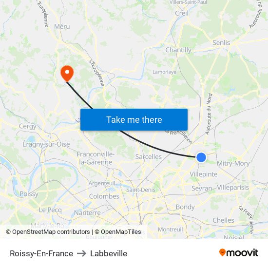 Roissy-En-France to Labbeville map