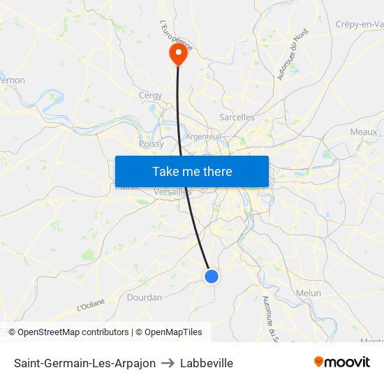 Saint-Germain-Les-Arpajon to Labbeville map
