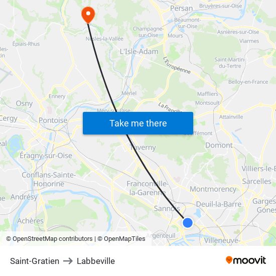 Saint-Gratien to Labbeville map