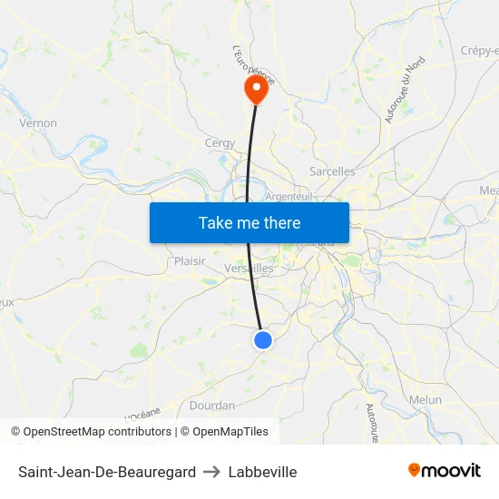 Saint-Jean-De-Beauregard to Labbeville map