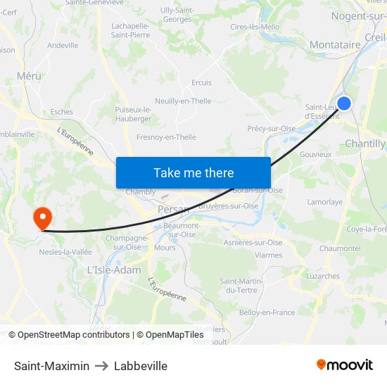 Saint-Maximin to Labbeville map