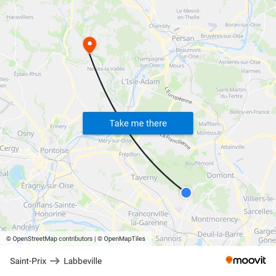 Saint-Prix to Labbeville map